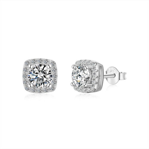 ˇSirae GemˇClassic Round Center Stone Stud Earrings