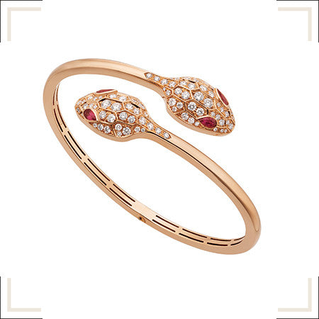 ˇSirae GemˇSERPENTI BRACELET PINK GOLD DIAMOND DOUBLE SNAKE